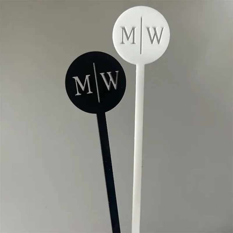 Elegant Personalized Engraved Drink Stirrers – 100 Custom Wedding & Party Cocktail Stirrers