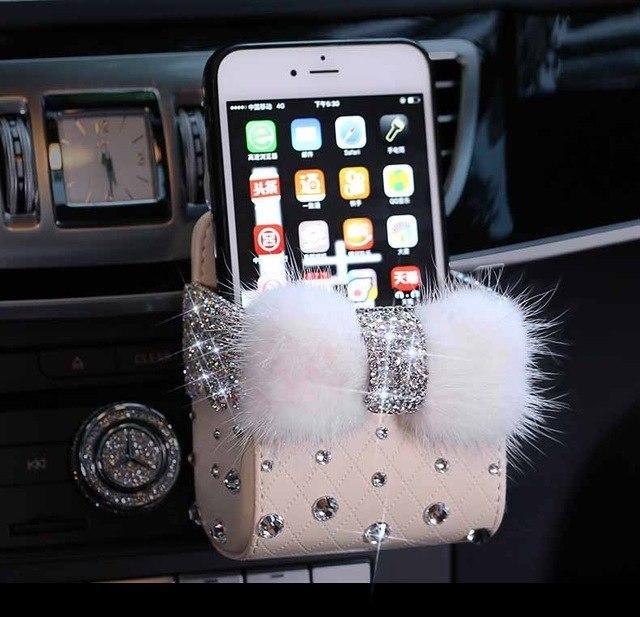 Leather Portable Car Storage | Air Vent Cosmetics Case | Mobile Phone Car Holder - SuperShop.Rocks