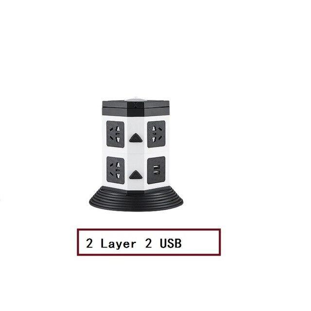 Tower Power Strip Outlet with Dual USB - SuperShop.Rocks