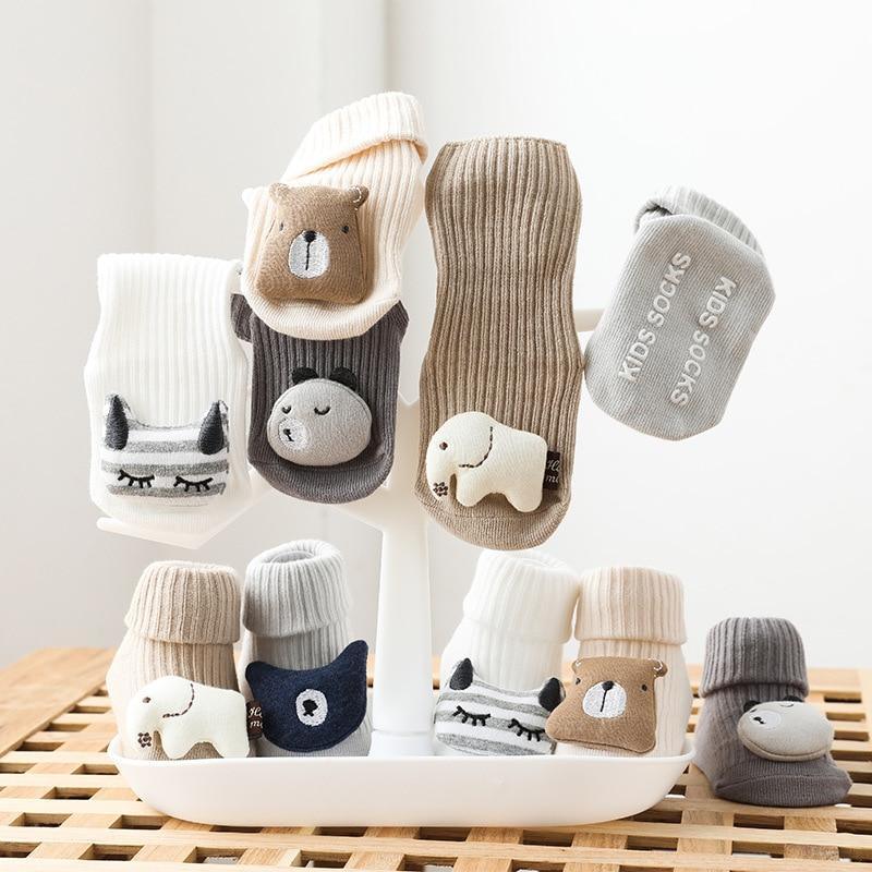 Soft Cotton Baby Socks | Anti Slip Newborn Cartoon Animal Baby Socks - SuperShop.Rocks