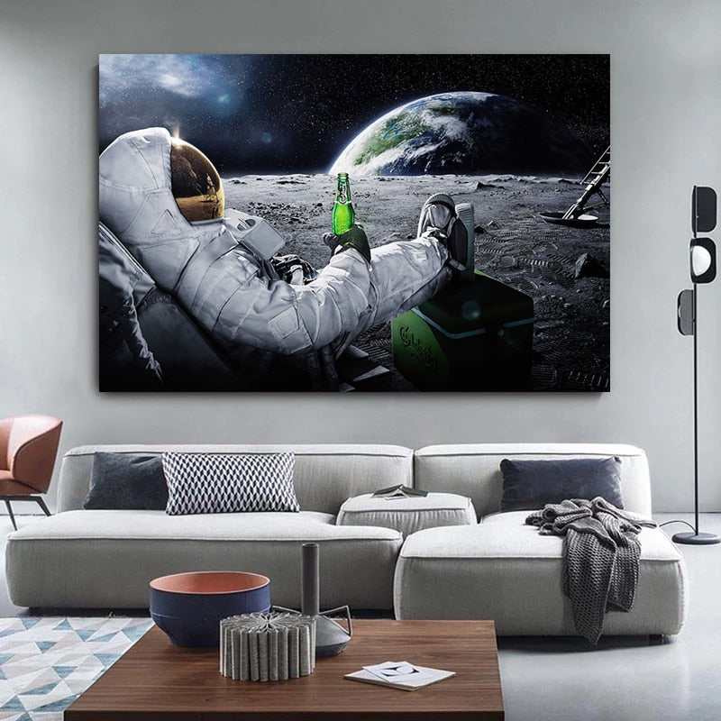 Outer Space Astronaut Canvas Painting