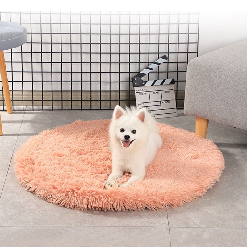 Round Long Plush Dog Bed Mat Blanket