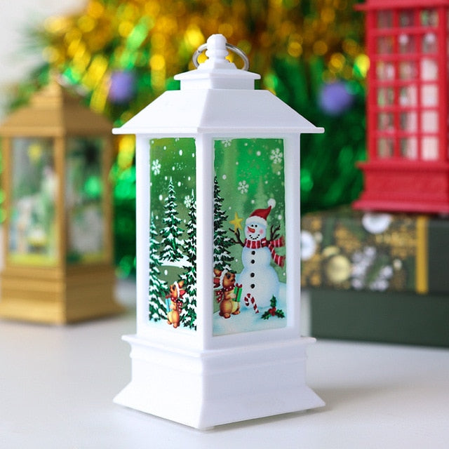 Santa Claus Snowman Lantern Light Merry Christmas for Home