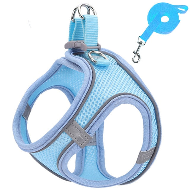 Reflective And Adjustable Leashes Cat Dog Harness Set