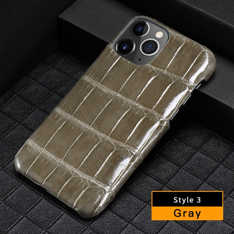 100% Natural Crocodile Leather Phone Case for iPhone