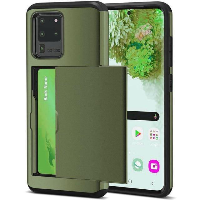 Army Green Business Armor Wallet Phone Cases For Samsung - SuperShop.Rocks