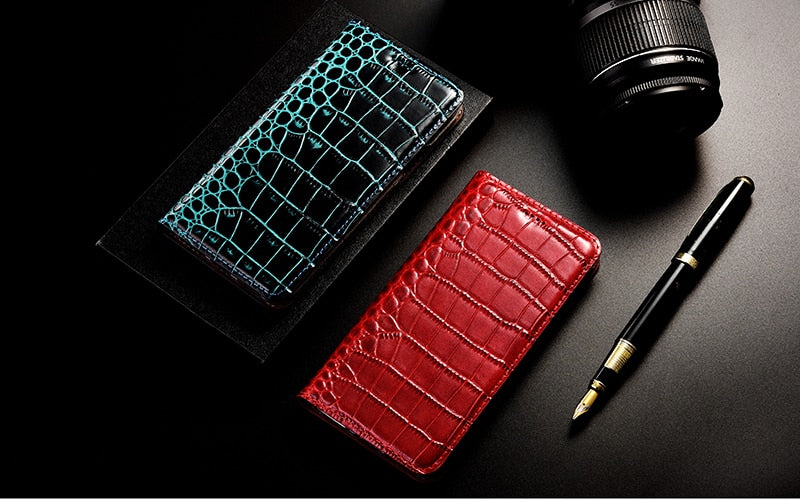 Crocodile Genuine Leather Wallet Case For iPhone