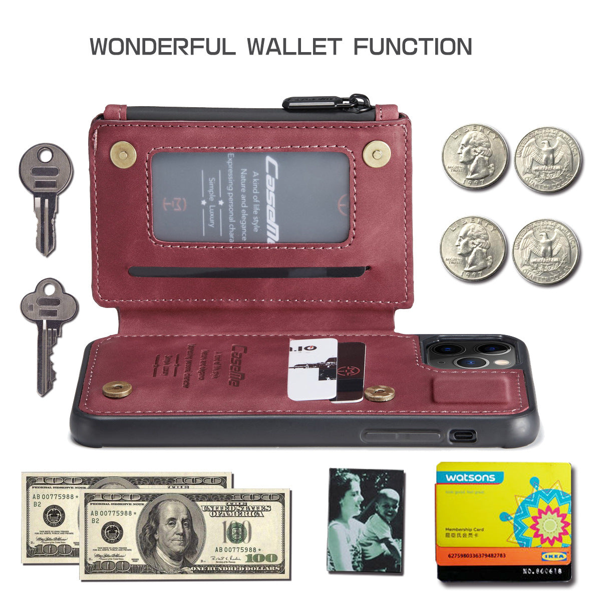 Zipper Wallet Mobile Phone Case For iPhone