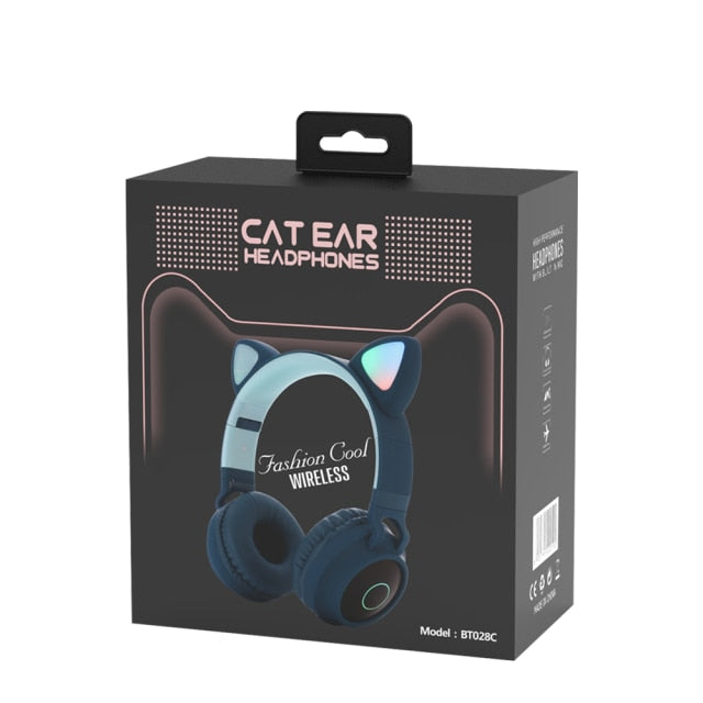 Cat Ear Bluetooth Noise Cancelling Headphones | LED Wireless Headset